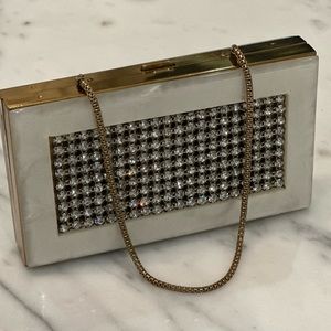 RARE FIND Vintage WILARDY women’s lucite pearl & rhinestone carryall-clutch